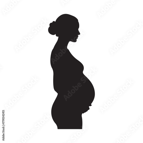 "Silhouette of Pregnant Woman: Elegant and Serene, Celebrating Motherhood and Expectation"