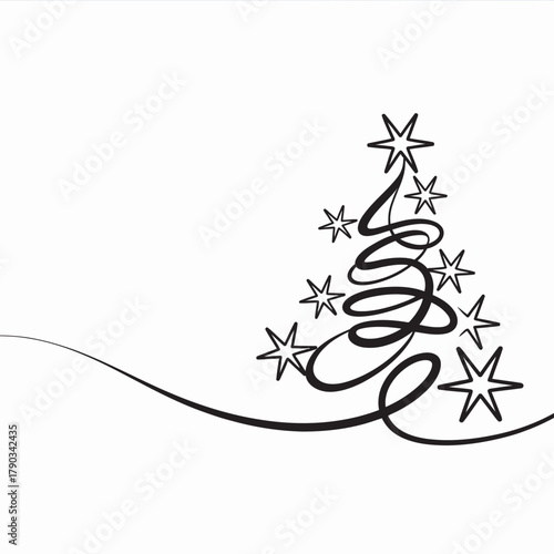 Vector Christmas tree with snowflakes holiday design