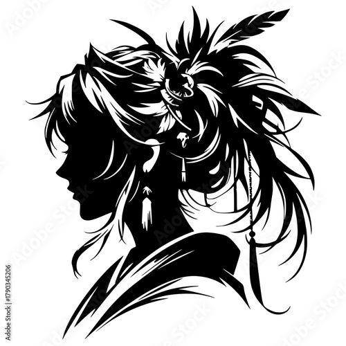 Fantasy character portrait silhouette
