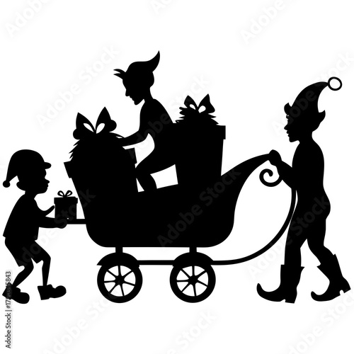 silhouette of a baby carriage with a stroller