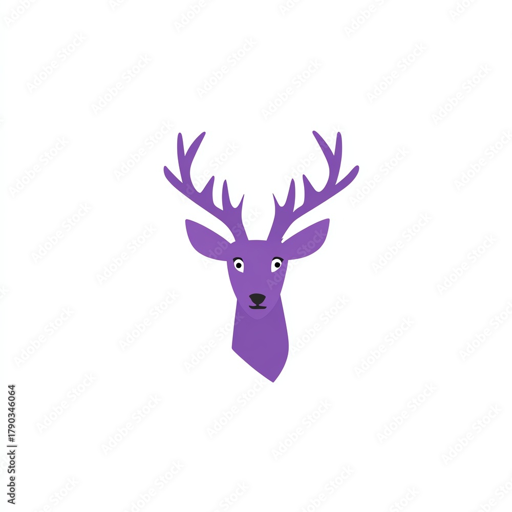Naklejka premium Purple deer head illustration on white isolated background.