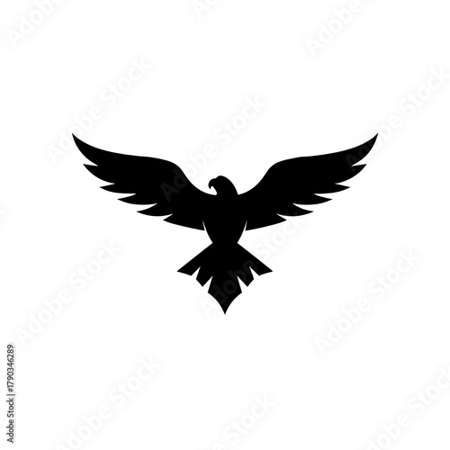 Stylized silhouette of an eagle with spread wings against a white background.