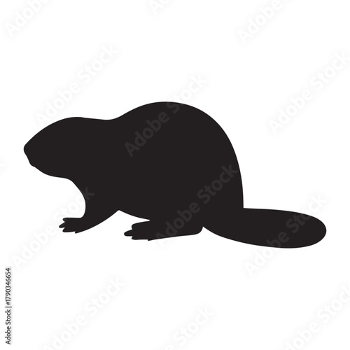 Beaver Silhouette – Minimalist Black Icon of Wildlife, Nature, and Canadian Symbolism