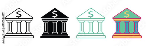 bank line icon set. Bank Icon Vector Design Template, vector illustration.