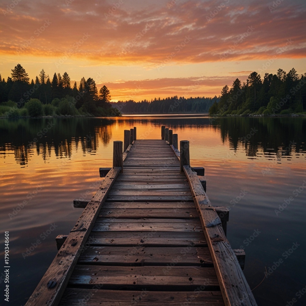 Obraz premium Peaceful Sunset Reflection Scene