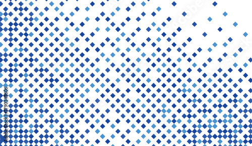 Abstract blue and light blue diamond shapes create a modern pattern against a white backdrop, fading towards the top right corner in a simple yet striking design