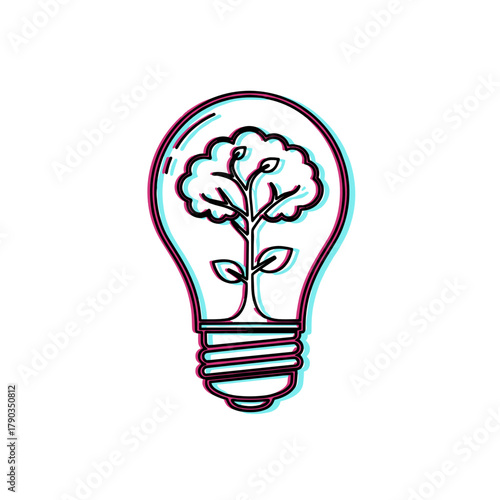 Lightbulb with growing tree symbolizing eco innovation and climate change  