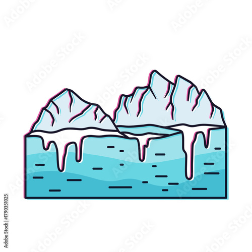 Melting glaciers with blue water illustrating the impact of Climate Change  