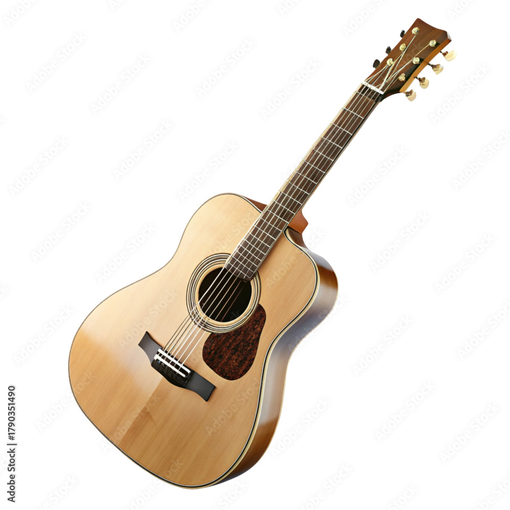 Obraz premium Natural wood acoustic guitar with a sunburst finish