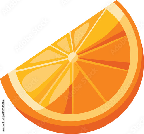 Orange slice illustration, fresh citrus fruit segment concept