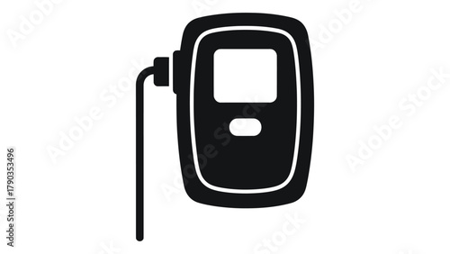Black silhouette of a health monitor device with screen