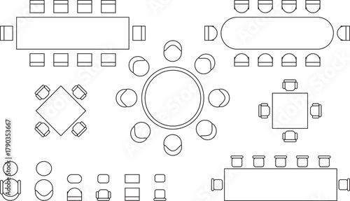 top view of vector illustration of seat plan for office, hotel, home and dining room in PNG, JPG, AI, and EPS format