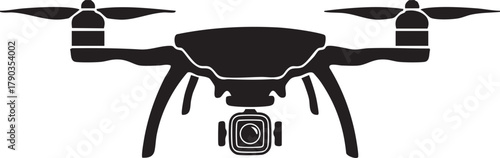 Vector of a Quadcopter Drone Hovering with Camera