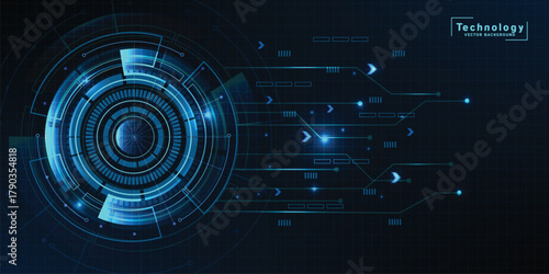 Circle blue abstract technology innovation concept vector background