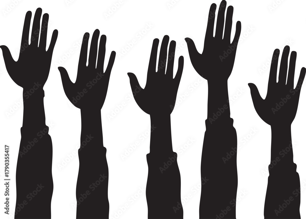 Fototapeta premium Vector of Raised Up Hands Illustration