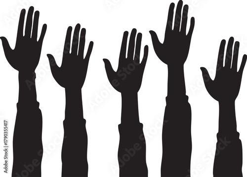  Vector of Raised Up Hands Illustration