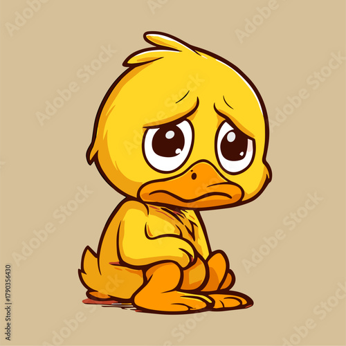 Photos Sad duckling cartoon mascot feels melancholy