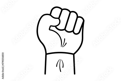 Line-style raised fist icon symbolizing strength, activism, and solidarity. Editable vector for protest, empowerment, or social campaigns