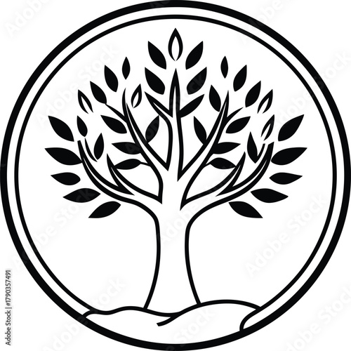 tree growing inside a human hand silhouette logo