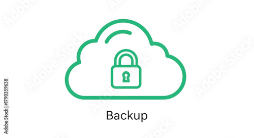 Secure cloud storage icon with a padlock, representing data protection and backup services.