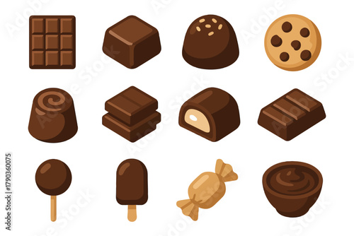 Assorted chocolate treats collection with truffles cookies and candy.