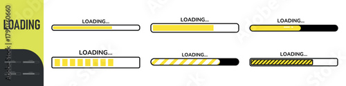 Loading bar. Loading or Installing process. Load sign. System software update and upgrade. Vector loading bar progress icons. Download progress. Color set icons. Vector illustration