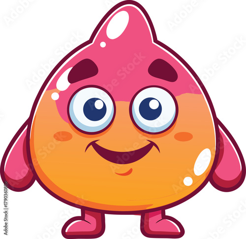 y2k cartoon blob mascot with shifting moods   happy 