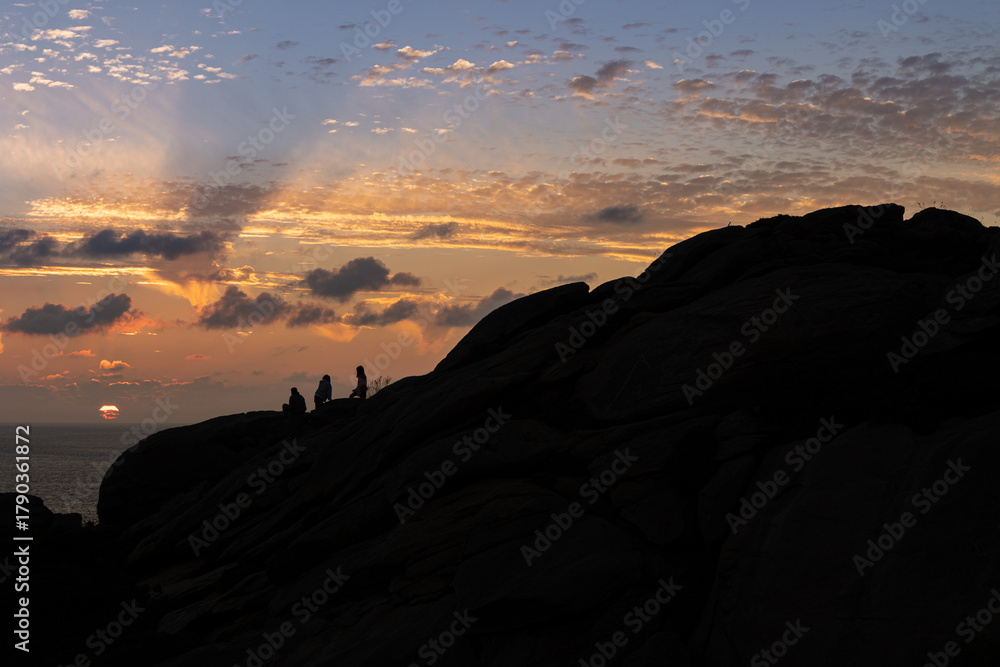 Obraz premium Sunset at the Punta Roncadoira Lighthouse, Lugo. Galicia. Spain.