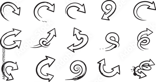 Diverse Hand Drawn Arrows Collection for Creative Projects and Design Applications Representing Direction Guidance and Movement with a Variety of Styles
