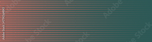 Scaly grid halftone pattern faded gradient ultra wide 32:9 aspect ratio vector dark green orange abstract background. Half tone ultrawide format retro futuristic cyberpunk styled striking abstraction