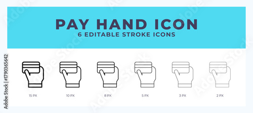 Pay hand line icon. Thin line. Bold line. Vector illustration.