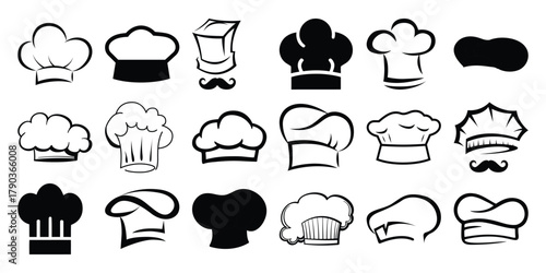 Collection of Chef Hats and Toques in Various Styles and Designs