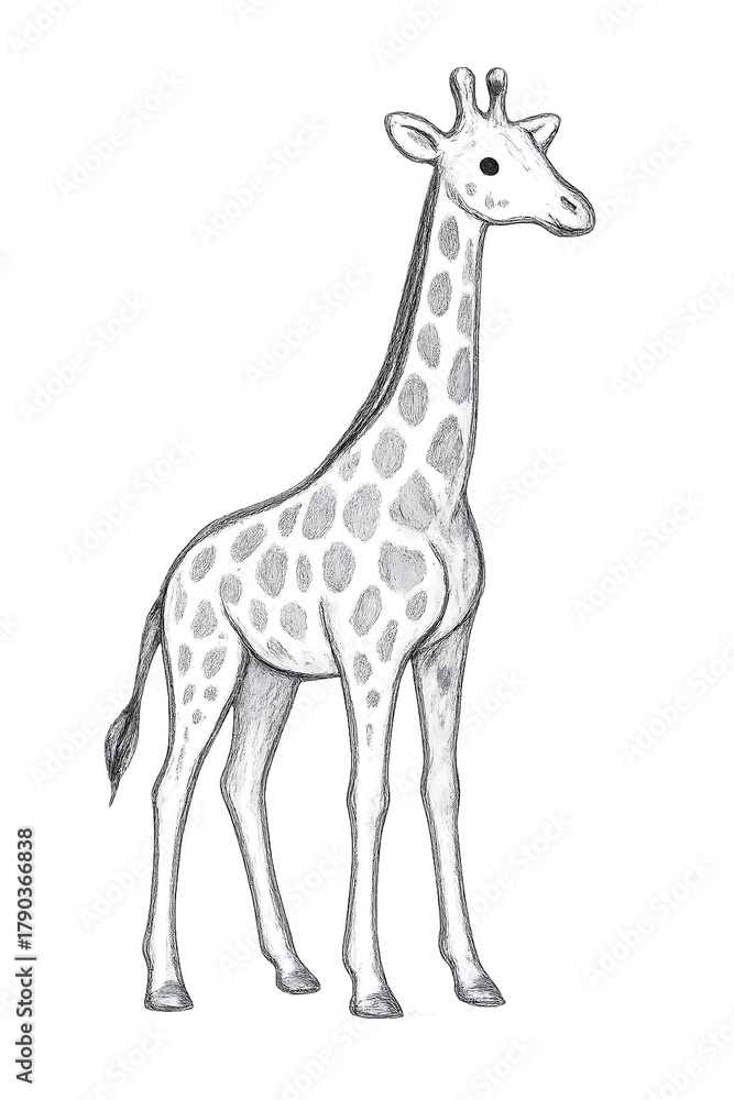 Fototapeta premium Cute young cartoon giraffe vector illustration isolated on white background