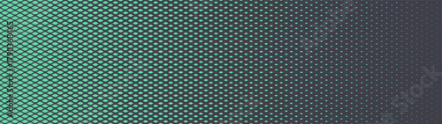 Modern boho scale halftone patterned gradient texture ultra wide 32:9 aspect ratio mint green vector abstract background. Scales half tone ultrawide panoramic format fancy style graphical abstraction