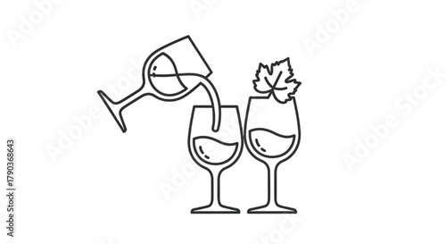 Elegant illustration of wine being poured into a glass, symbolizing celebration and enjoyment.