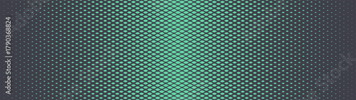 Modern boho scales halftone patterned gradient texture ultra wide 32:9 aspect ratio vibrant turquoise vector abstract background. Scale half tone ultrawide panoramic format fancy graphical abstraction