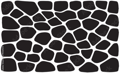 Abstract pattern of irregular black shapes on a white background