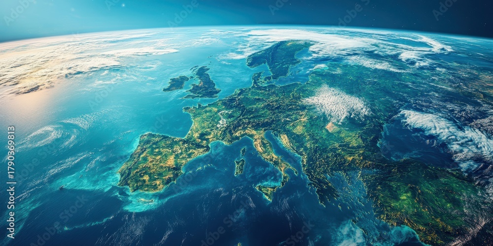 Fototapeta premium High Resolution satellite view of Europe on Earth.