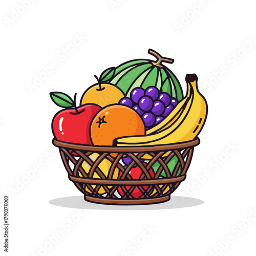 Fruit basket with colorful fruits including apples and bananas for Kwanzaa  