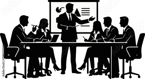 Black Silhouette Business Meeting Group