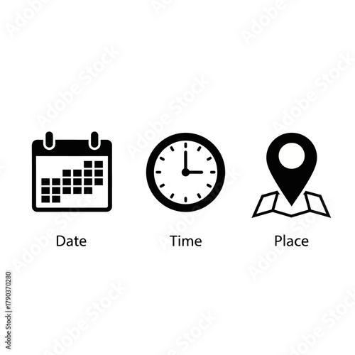 date time place event information icons