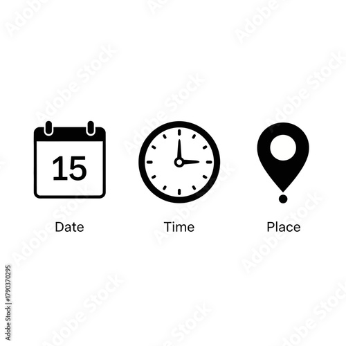 date time place icons information pointers