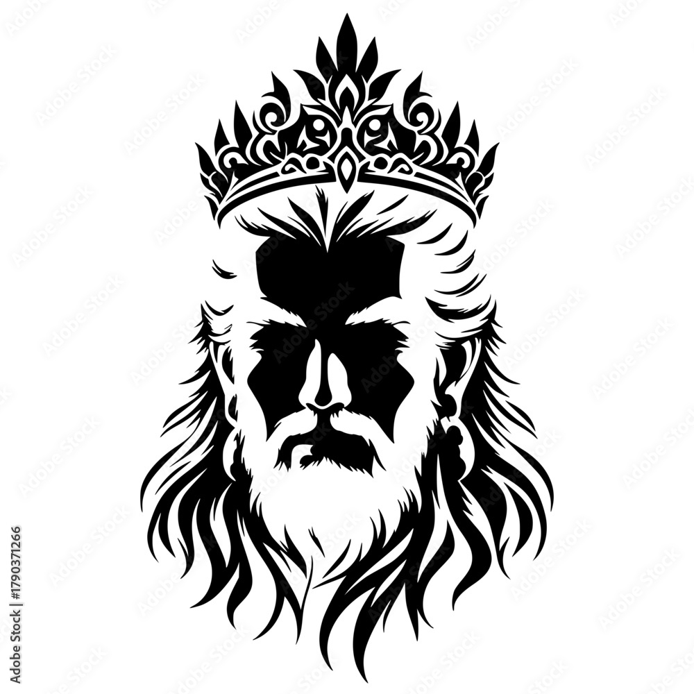 Obraz premium Silhouette portrait of the old king