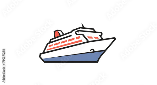 Modern cruise ship sailing on blue water under a clear sky