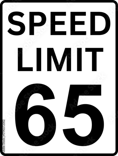 Speed limit 65 mph sign vector, Speed limit 65 traffic sign