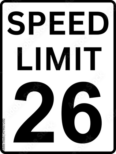 Speed limit 26 mph sign vector, Speed limit 26 traffic sign