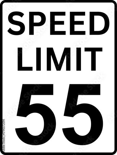 Speed limit 55 mph sign vector, Speed limit 55 traffic sign