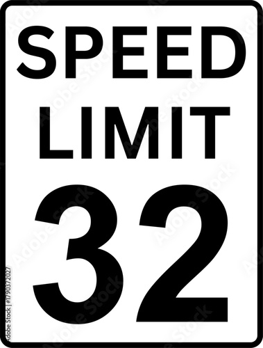 Speed limit 32 mph sign vector, Speed limit 32 traffic sign