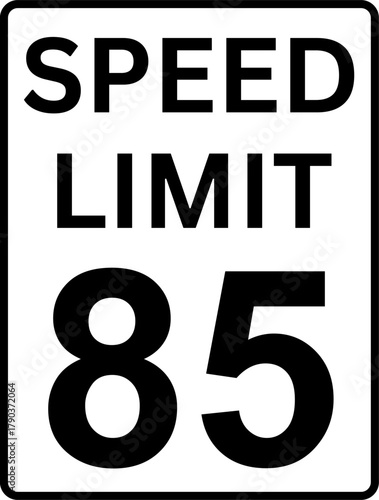 Speed limit 85 mph sign vector, Speed limit 85 traffic sign