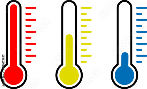 Temperature limit. Temperature icon. Thermometer indicating the lower and upper temperature limits. 